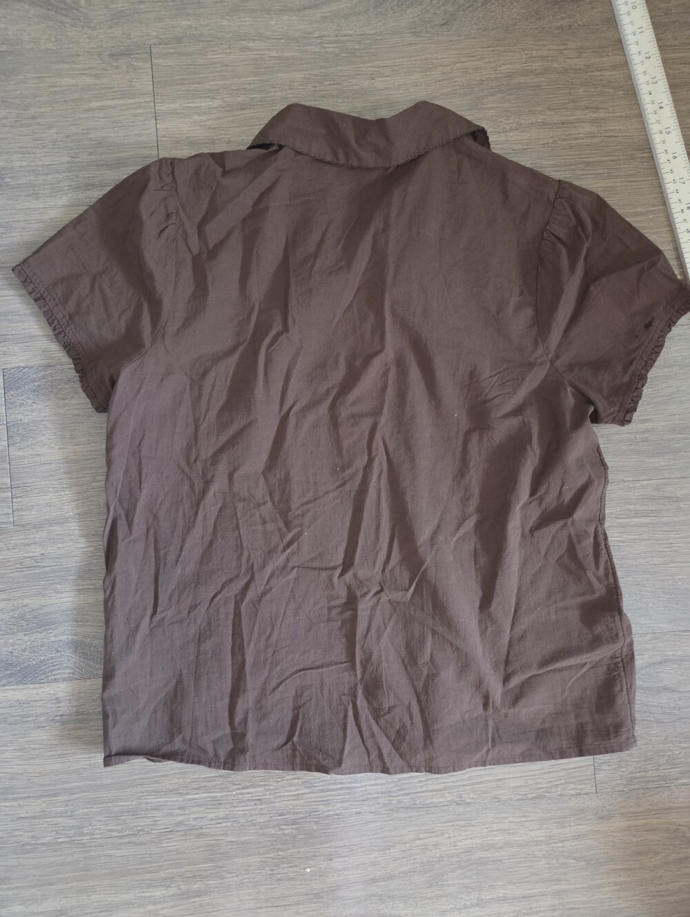 Universal Thread Brown Button-Up Ruffle-Front Blouse - Picture 5 of 6